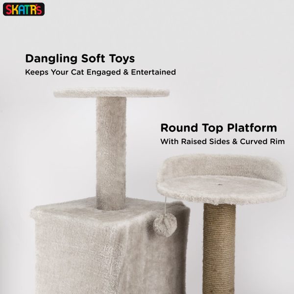 Skatrs Kitty Kastle Multi Level Cat Tree with Condo, Scratching Post, Platform and Ladder Toy (Grey) Online now