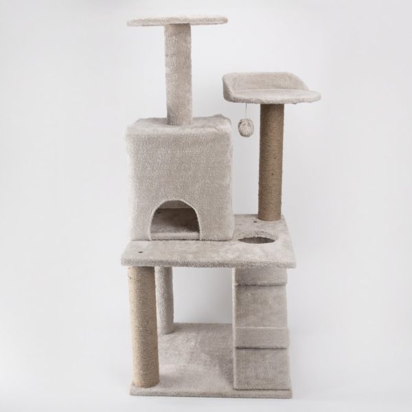 Skatrs Kitty Kastle Multi Level Cat Tree with Condo, Scratching Post, Platform and Ladder Toy (Grey) Online now