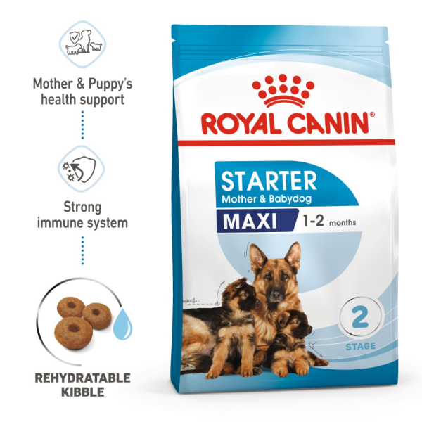 Royal Canin Maxi Starter Dry Food and Maxi Puppy Dog Wet Food Combo For Sale