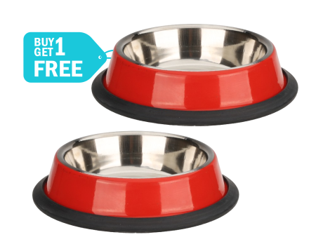 Skatrs Anti Skid Glossy Bowl for Dogs and Cats (Red) (Buy 1 Get 1) For Cheap