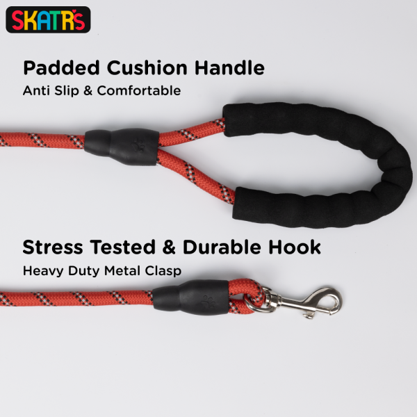 Skatrs Reflective Nylon Rope Leash for Dogs (Red) Online Sale