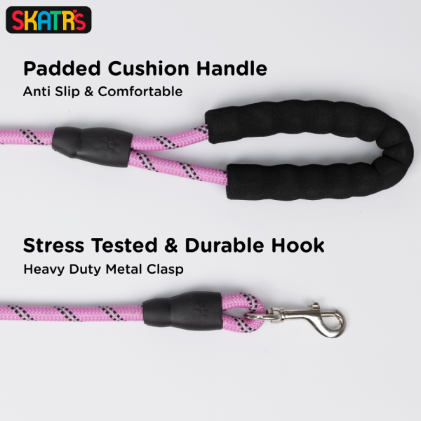 Skatrs Reflective Nylon Rope Leash for Dogs (Pink) Sale