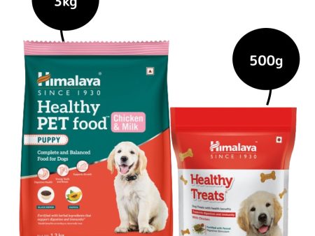 Himalaya Chicken & Milk Healthy Dry Food and Chicken Healthy Treats Puppy Combo Online Hot Sale