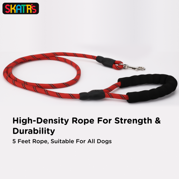 Skatrs Reflective Nylon Rope Leash for Dogs (Red) Online Sale