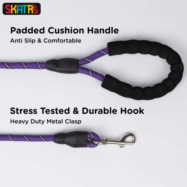 Skatrs Reflective Nylon Rope Leash for Dogs (Purple) For Discount