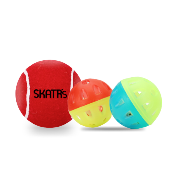 Skatrs Tennis Ball for Dogs and Bell Round Toy for Cats Combo Sale