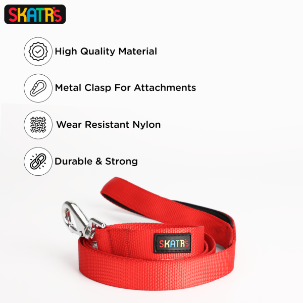 Skatrs Premium Leash for Dogs and Cats (Red) Online Sale