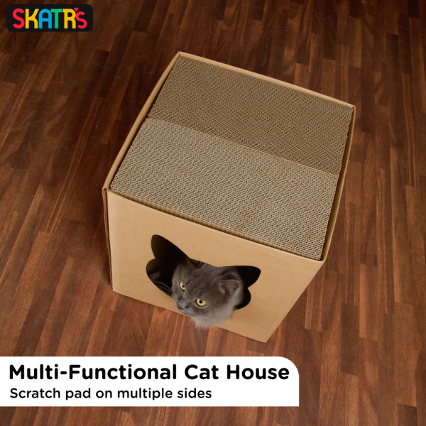 Skatrs Paw and Whiskers Cat House with 2g Premium Catnip Free on Sale