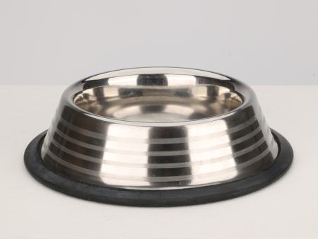 Skatrs Anti Skid Stainless Steel Striped Bowl for Dogs and Cats Online