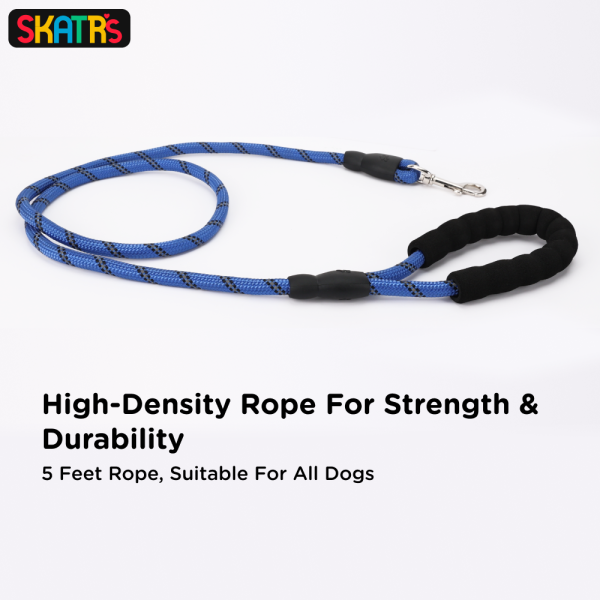 Skatrs Reflective Nylon Rope Leash for Dogs (Blue) Online Hot Sale