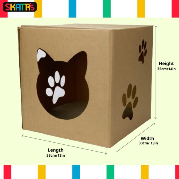 Skatrs Paw and Whiskers Cat House with 2g Premium Catnip Free on Sale