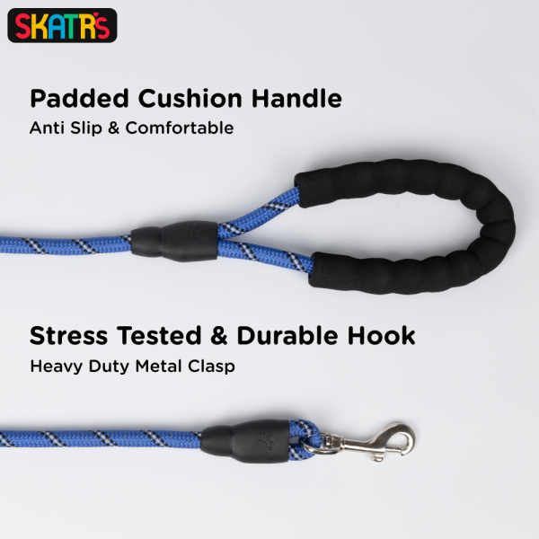 Skatrs Reflective Nylon Rope Leash for Dogs (Blue) Online Hot Sale