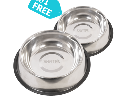 Skatrs Anti Skid Stainless Steel Bowl for Dogs and Cats (Buy 1 Get 1) Sale