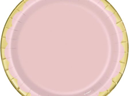 Pastel Pink & Gold Plates - Lunch 10 Pkt Fashion