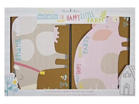 Meri Meri Happy Little Farm Invitations and Thank You Cards - 8 Pkt on Sale