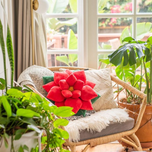 Poinsettia Pillow - Christmas Red Online