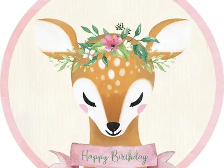 Deer Little One Woodland Happy Birthday Edible Cake Image Online Hot Sale