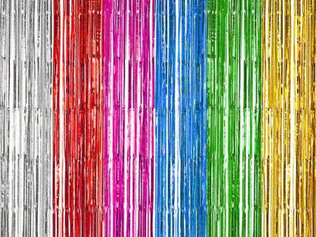 Multi Colour Foil Backdrop Curtain 90cm x 2m Hot on Sale