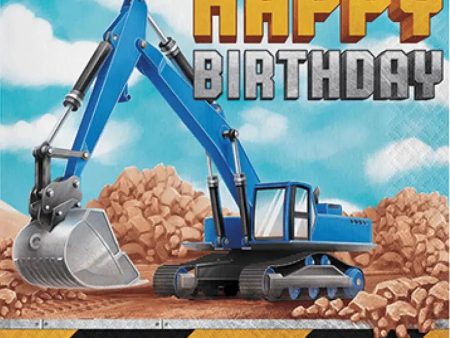 Big Dig Construction Happy Birthday Napkins - Lunch 16 Pkt Online Sale