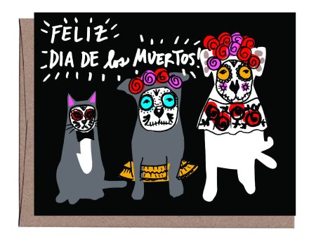 Dia De Los Muertos Pets Halloween Card For Cheap