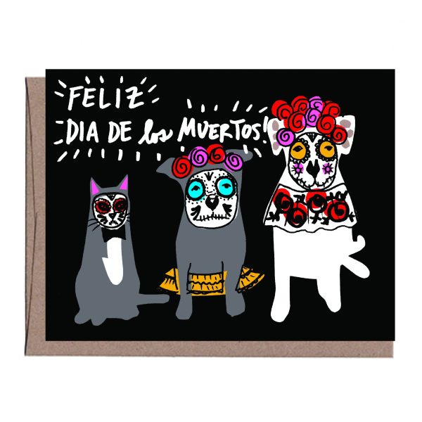 Dia De Los Muertos Pets Halloween Card For Cheap