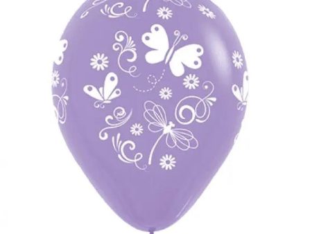 Purple Butterflies & Dragonflies Balloons - Pack of 6 Hot on Sale