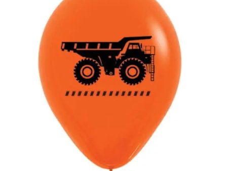 Orange Construction Truck Balloons - Pack of 6 Online Hot Sale