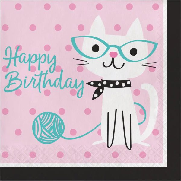 Purrfect Cat Party Happy Birthday Napkins - Lunch 16 Pkt Sale