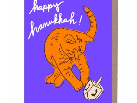 Dreidel Cat Hanukkah Card Discount