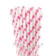 Hot Pink Spot Paper Straws - 25 Pkt Discount