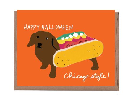 Chicago Halloween Hot Dog Halloween Card For Sale