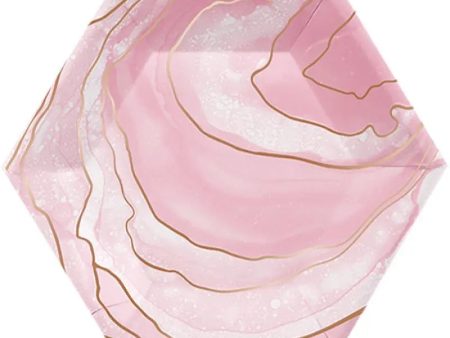 Rosé All Day Geode Design Plates - Lunch 8 Pkt Discount