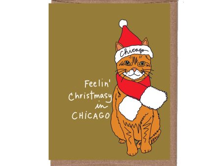 Cat with Hat and Scarf Holiday Card For Sale