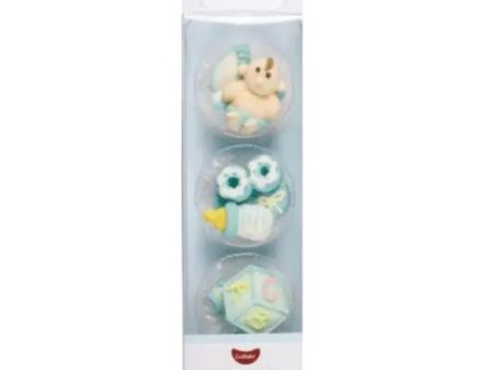 Edible Baby Boy Blue Icing Dec Ons - 6 Pack For Sale