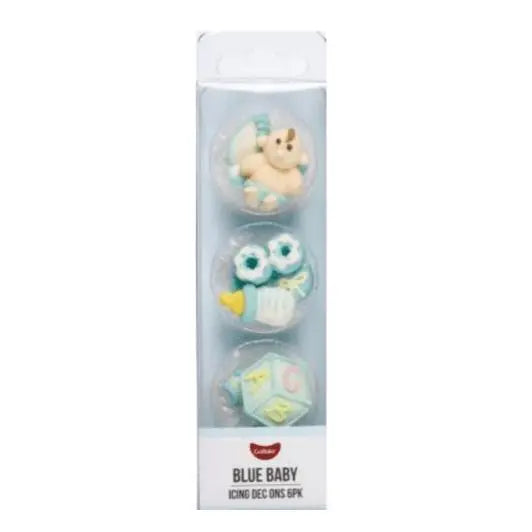 Edible Baby Boy Blue Icing Dec Ons - 6 Pack For Sale