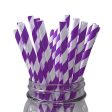 Purple Stripe Paper Straws - 24 Pkt Sale