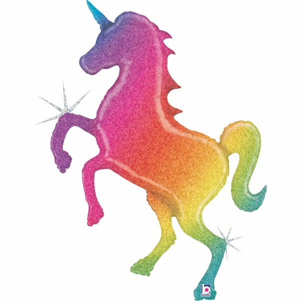 Rainbow Glitter Unicorn Supershape Foil Balloon For Sale