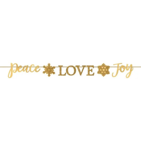 Peace Love Joy Gold Ribbon Banner Supply