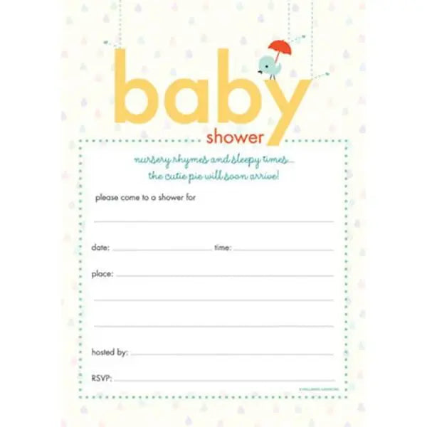 Nursery Rhymes & Sleepy Times Baby Shower Invitations - 20 Pkt Online Hot Sale