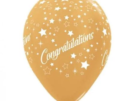 6 Pack Congratulations Stars Balloons - Metallic Gold Sale