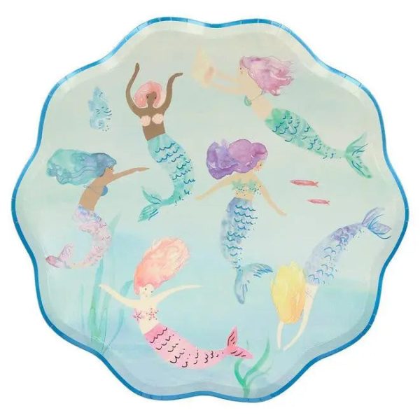 Meri Meri Mermaids Swimming Plates - Dinner 8 Pkt Online Sale