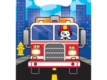 Flaming Fire Truck Loot Bags - 8 Pkt Fashion