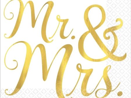 Mr & Mrs Wedding Napkins - Beverage 16 Pkt Online now