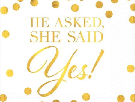 She Said Yes! Napkins - Beverage 16 Pkt Hot on Sale