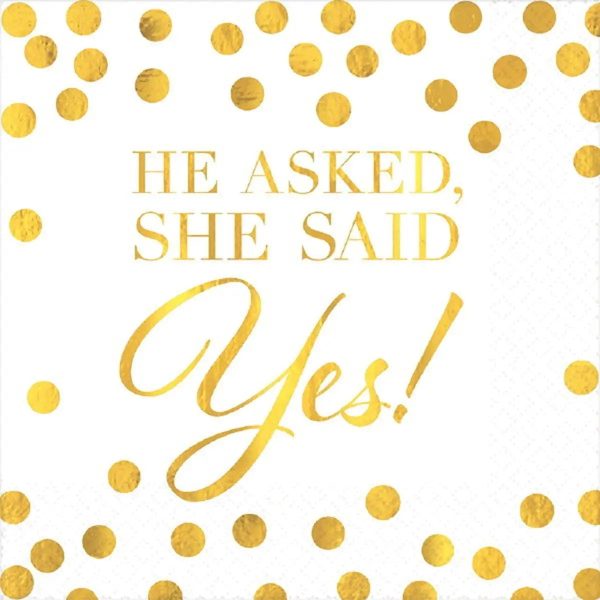 She Said Yes! Napkins - Beverage 16 Pkt Hot on Sale