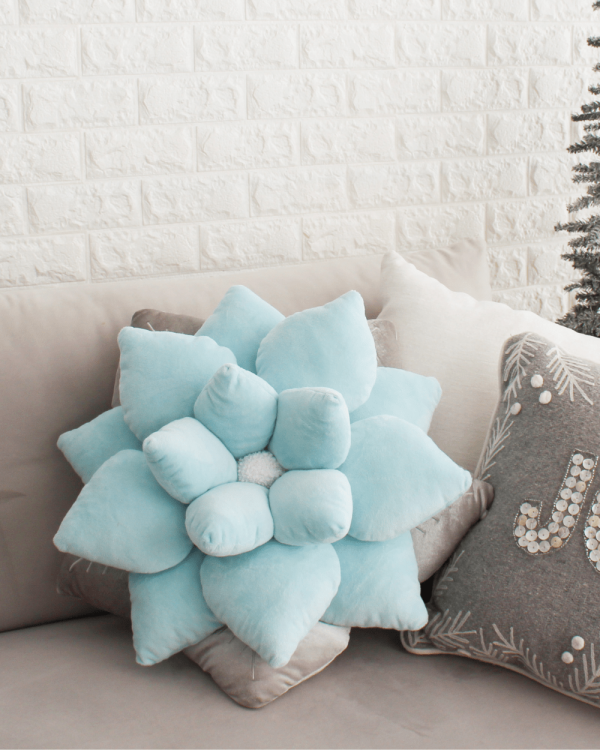 Poinsettia Pillow - Frost Blue Cheap