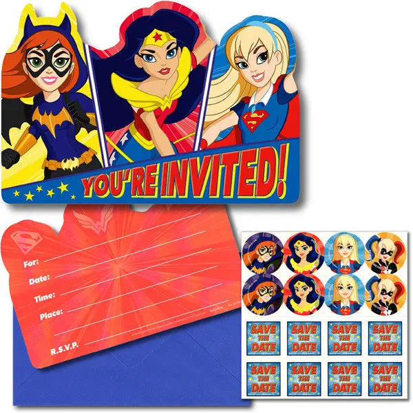 Super Hero Girls Invitations - 8 Pkt Online Sale