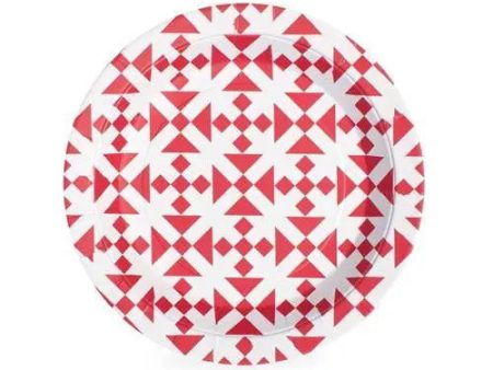 Paper Eskimo Aztec Red Plates - Lunch 12 Pkt Supply