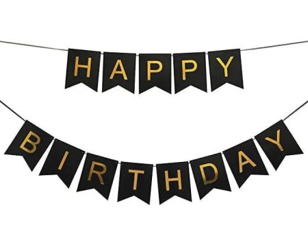 Black & Gold Birthday Banner Online Sale