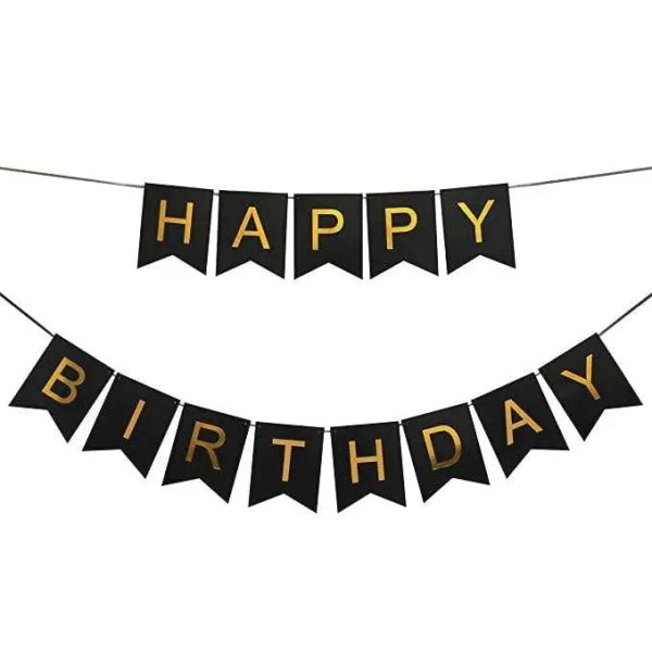 Black & Gold Birthday Banner Online Sale